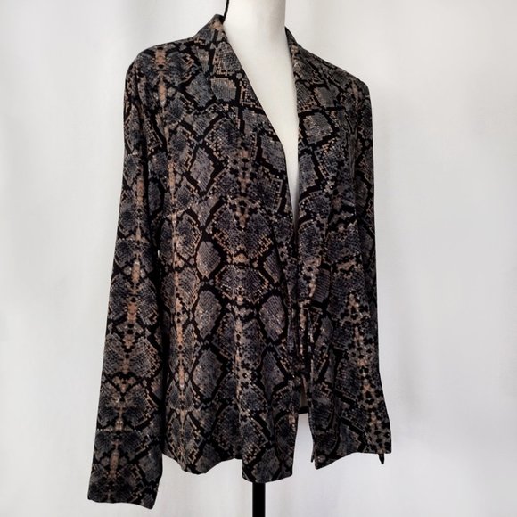 Scoop NYC Reptile Print Open Front Light Jacket - Picture 2 of 12